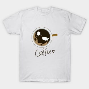 Coffee Love America Digital Drawing T-Shirt